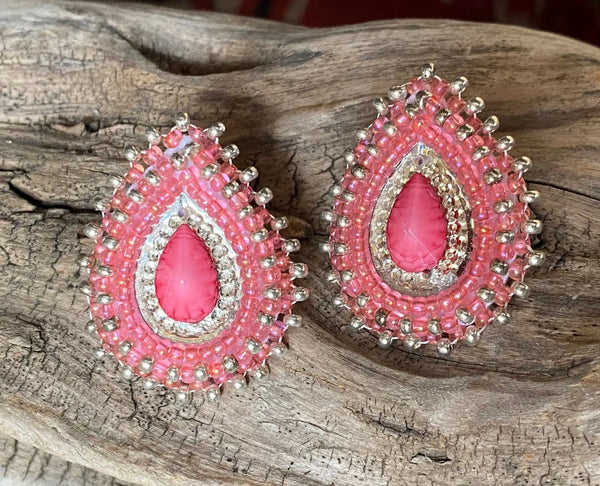 Pink Color Kundan Meenakari Earrings (MKE1390PNK)